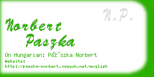 norbert paszka business card